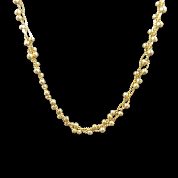 Act II Vintage Gold Tone Beaded Rope Chain Necklace Statement Retro Jewelry 24" - Picture 4 of 7